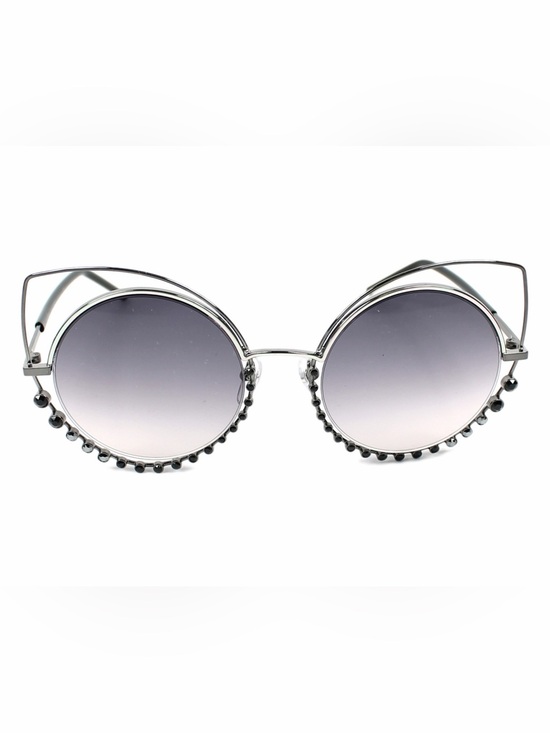 Marc Jacobs Accessories - Marc Jacobs | Silver Round Sunglasses w/ Gradient Gray Lenses Black Gems | NWOT